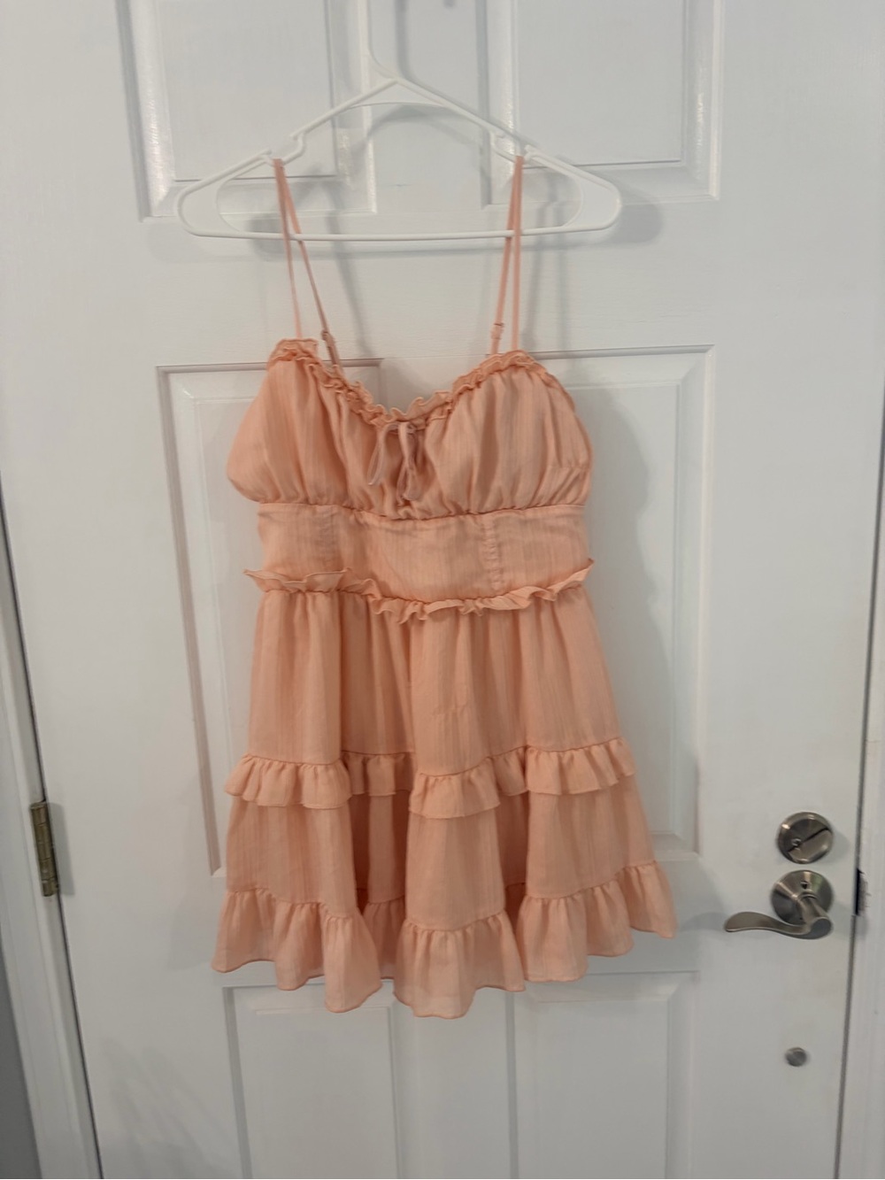 wild fable Peach Ruffle Tiered Spaghetti-Strap Dress